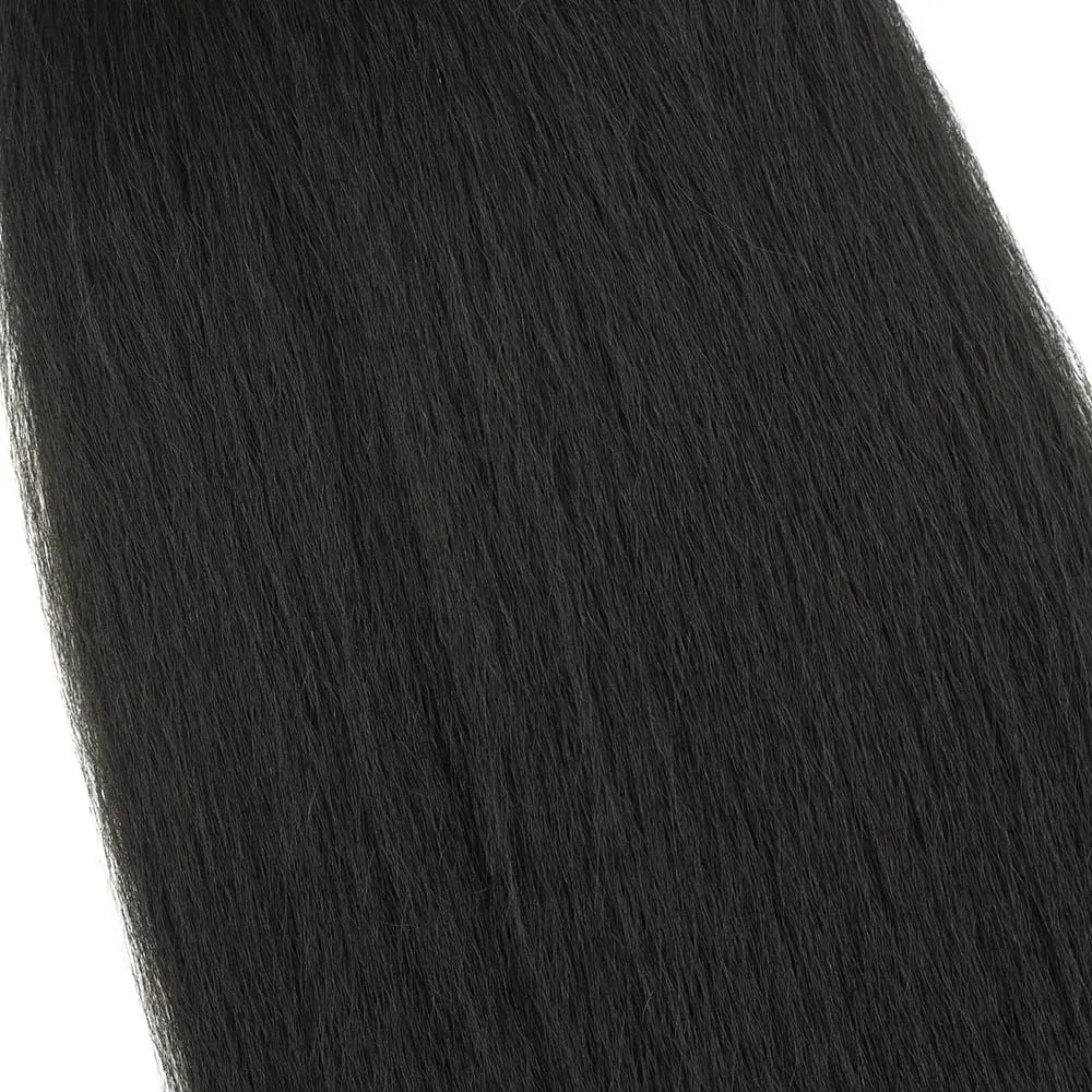 22icnh Synthetic Yaki Straight Clip In Hair Extensions For Women Black Heat-Resistant Fiber 7Pcs/Set Hairpiece — image 3