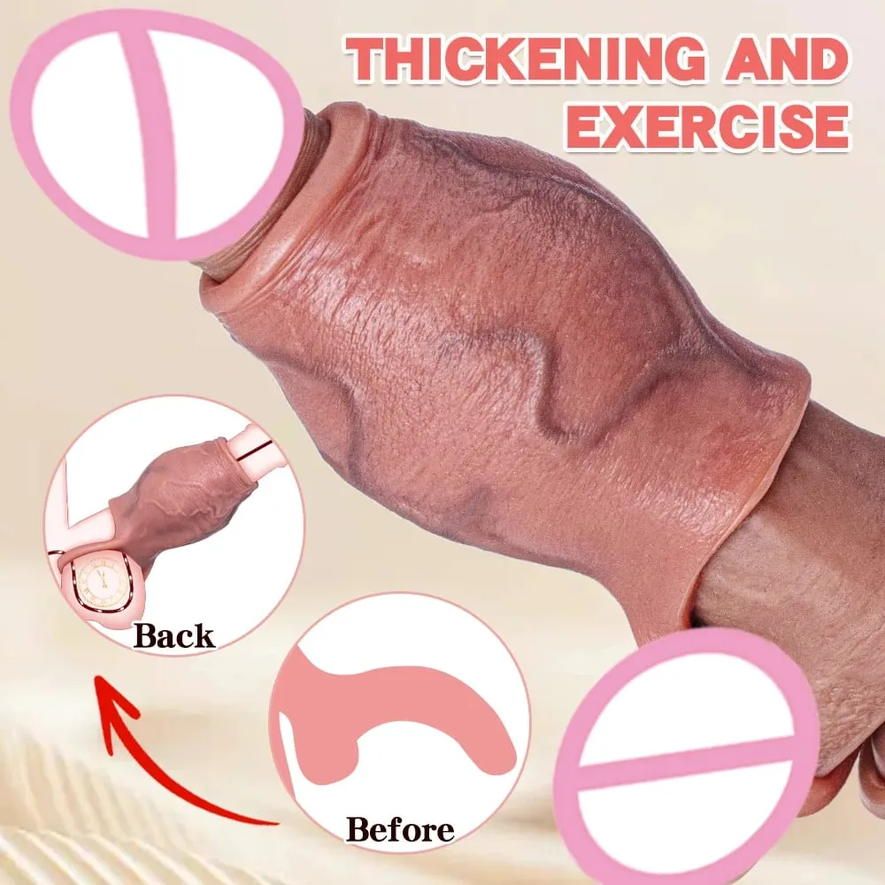 Dick Sleeve Enlargement Lock Sperm Penis Ring Adult Men Sex Toy Enlarged and Thicken Cock Sleeve Soft Silicone Male Sexy Toy 18+