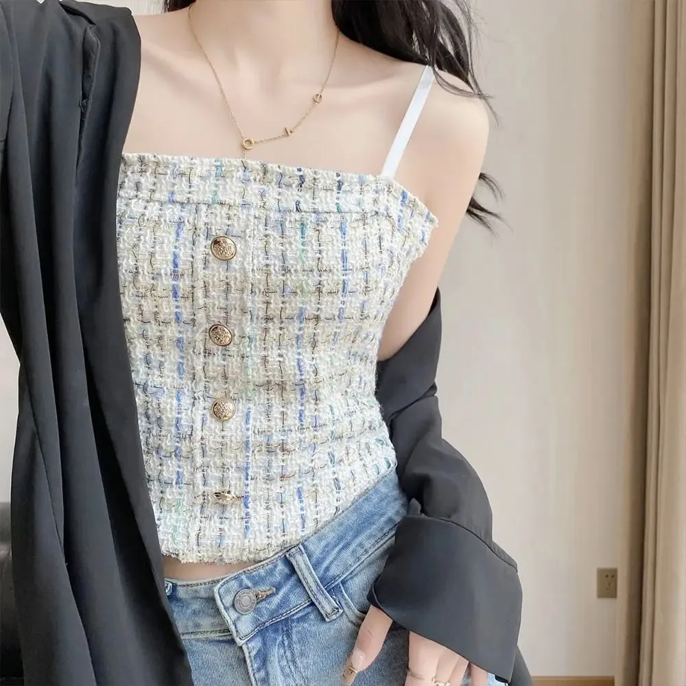 Casual Elegant Summer Tank Tops Slim Underwear Cami Top Shirt Sleeveless Chest Halter Vest Corset for Women