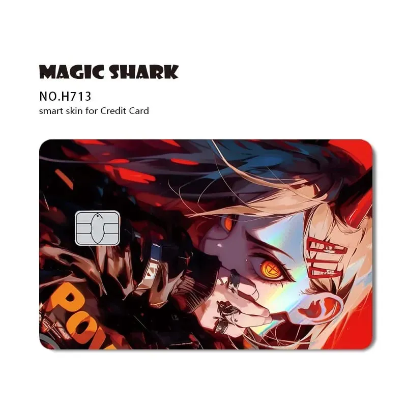 Magic Shark Cool Anime Cool Holographic Laser Shinny Film Skin Sticker Cover for Bank Credit Debit Card