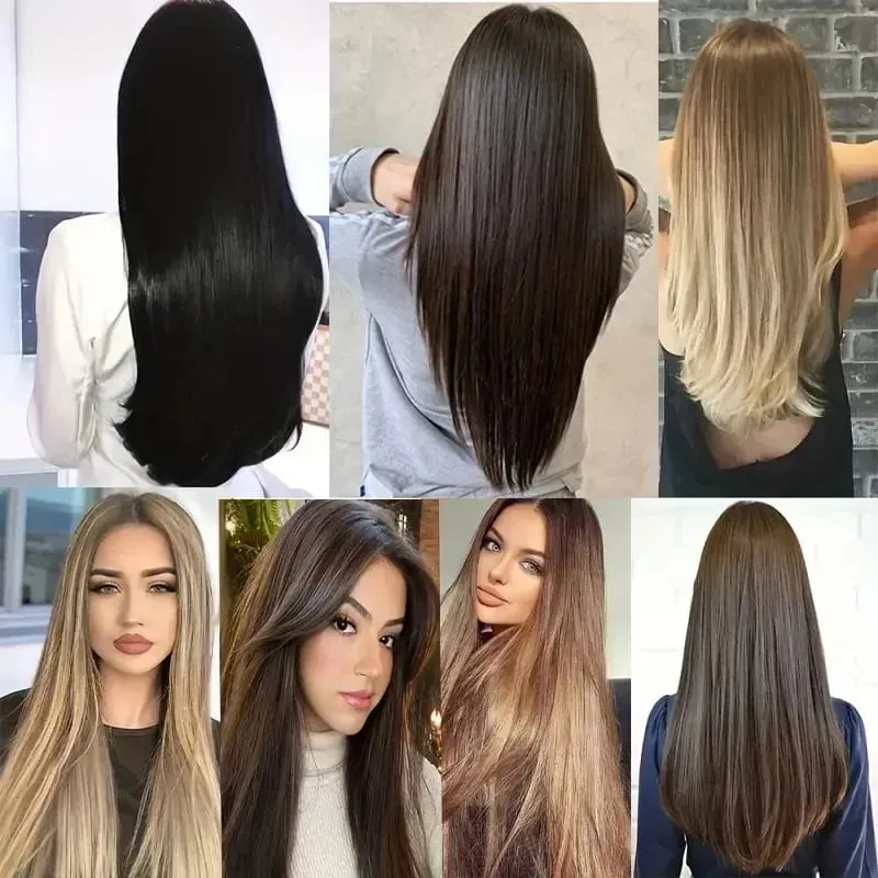 24Inch Synthetic 6pcs/set Long Straight Clip-in Hair Extension Heat Resistant Fiber Hair for Women Hair Accessories