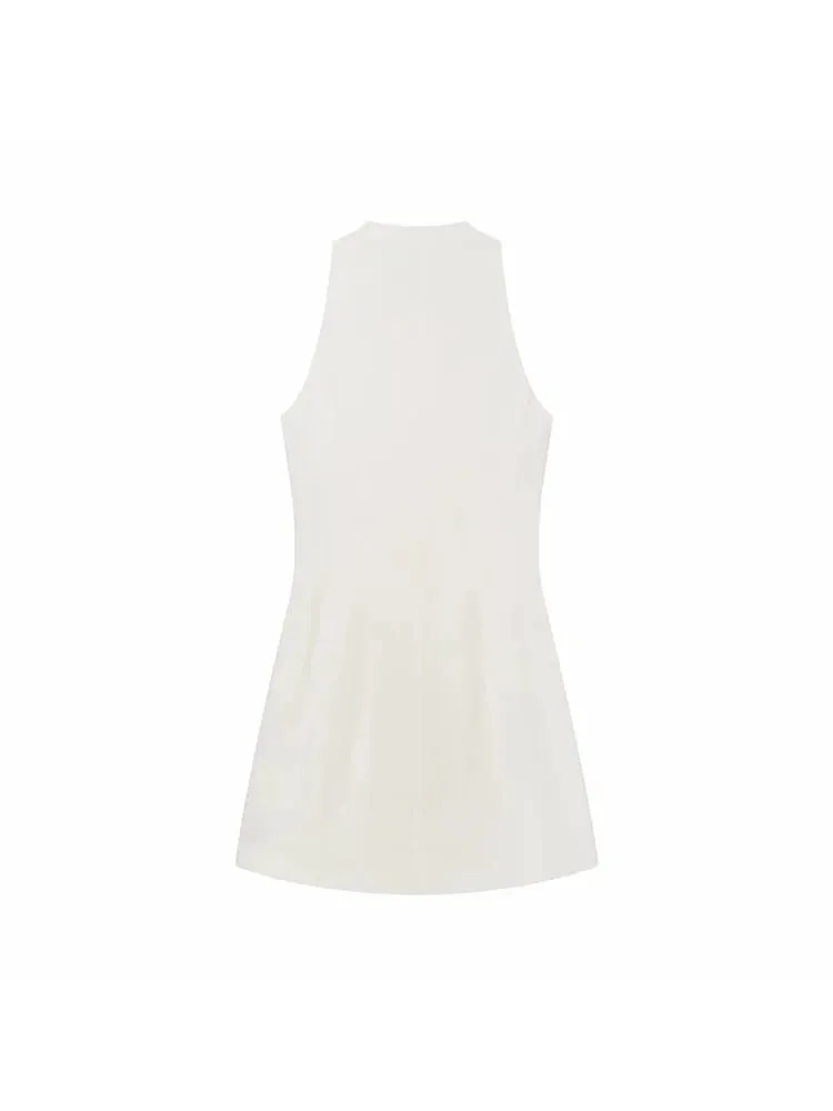 Women Elegant Chic Rope Buttons Dress 2026 Summer Trendy High Street Mini Dress Dating Dinner Ladies Sleeveless Dresses