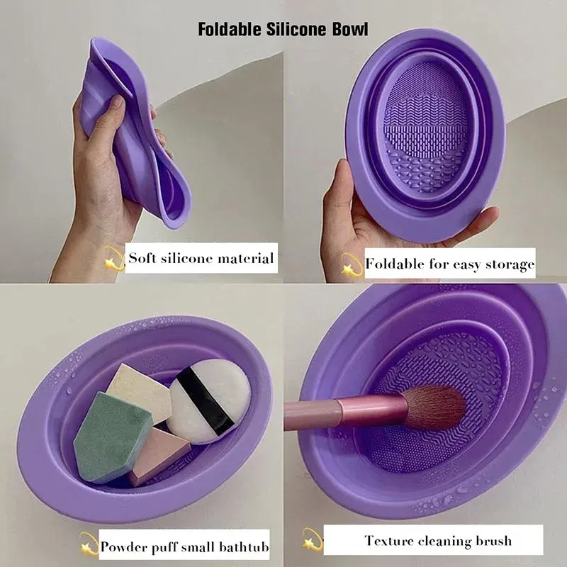 Silicone Makeup Brush Cleaner Bowl Foldable Cleaning Mat Cosmetic Foundation Eyeshadow Powder Brushes Cleaner Tools For Makeup