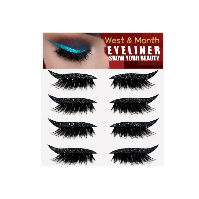 2in1 Eyeshadow Eyeliner Stickers False Eyelashes Waterproof Eyelash Liner Patches Instant Cat Eye Natural Look Party Eye Makeup