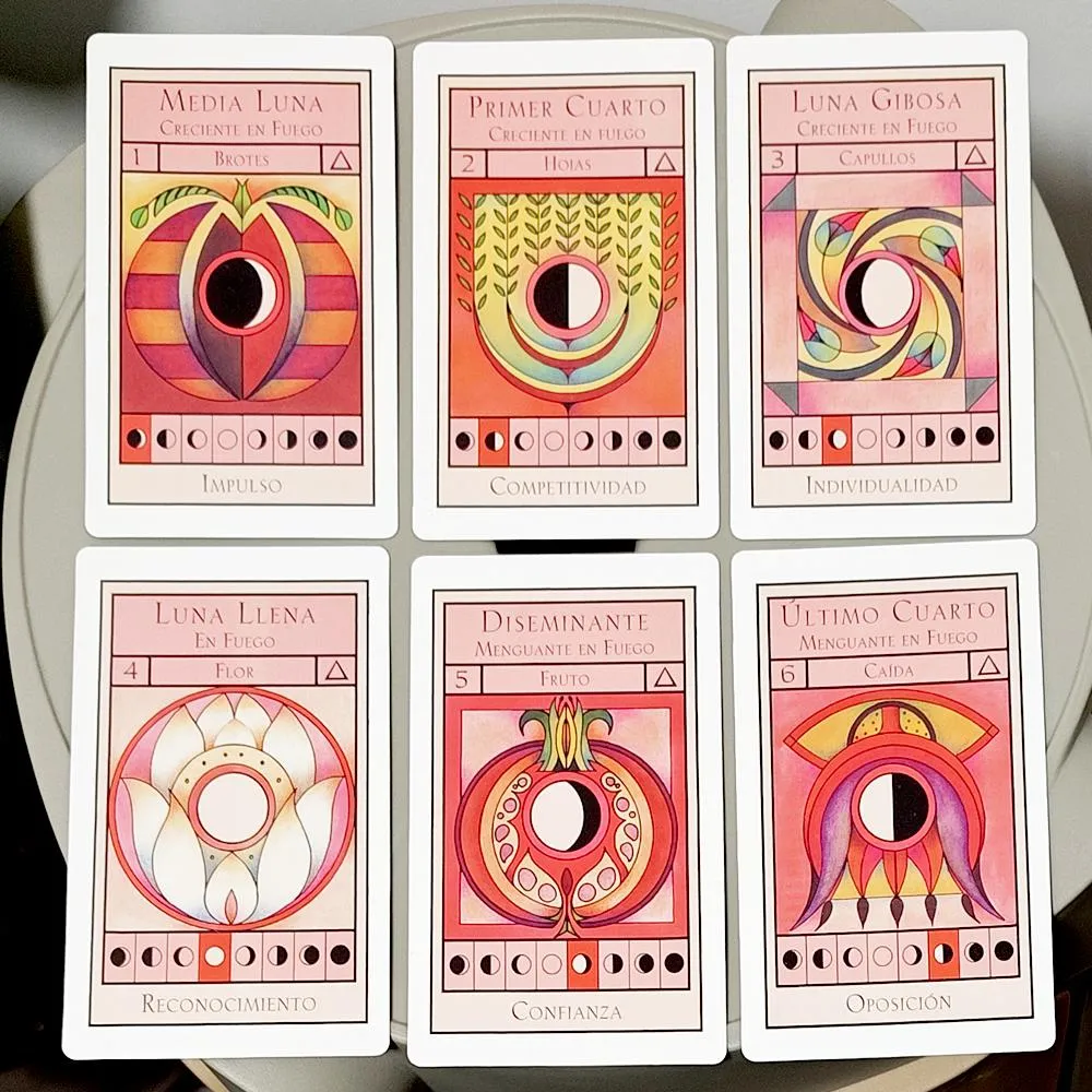 12*7cm The Moon Oracle - Let The Phases of The Moon Guide Your Life 72 Oracle Cards Spanish Printed on Double-embossed Cardstock