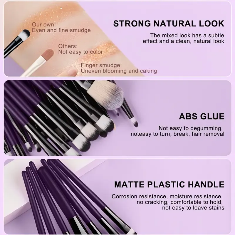 20Pcs Makeup Brushes Set Eyeliner Blending Cheeks Eye Cosmetic Foundation Brush with Makeup Sponge