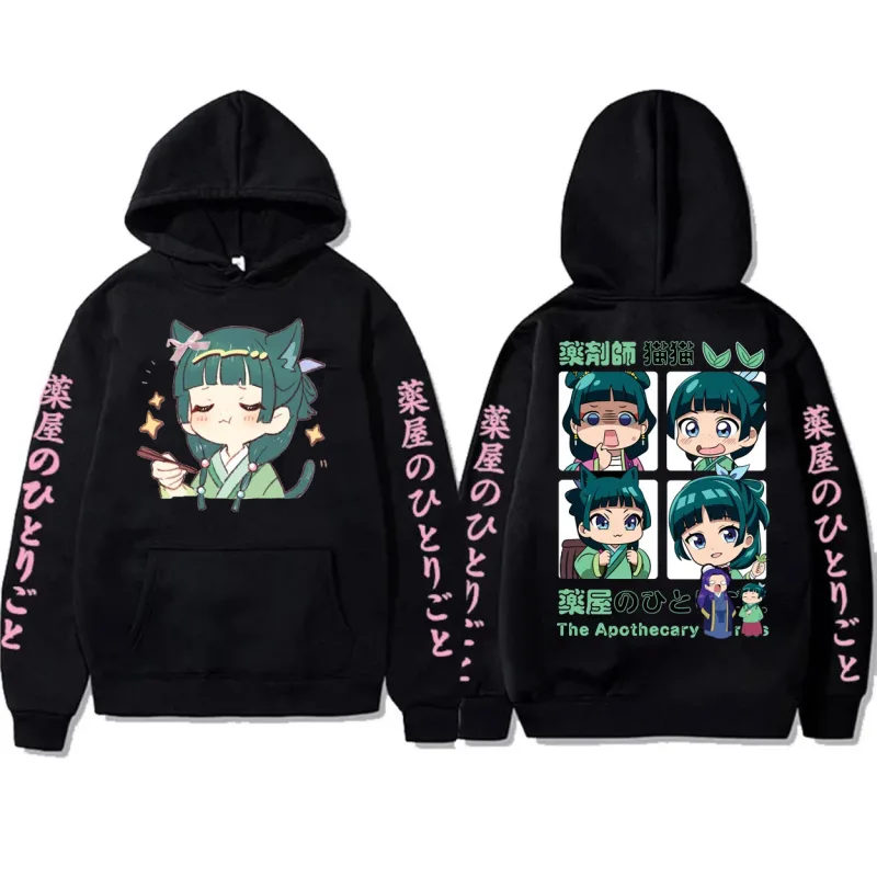 Sweat-shirt à capuche pour hommes et femmes, pull surdimensionné, décontracté, humoristique, Kawaii, mignon, graphique Maomao, Anime The Apothecary Diaries