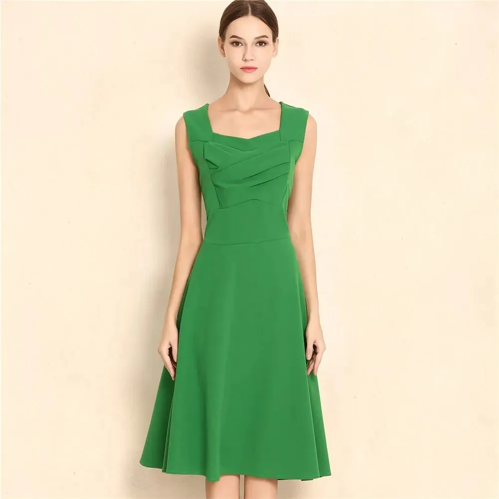 Hepburn Style Vintage Dress New Women Sleeveless Large Swing Sexy Party Dress