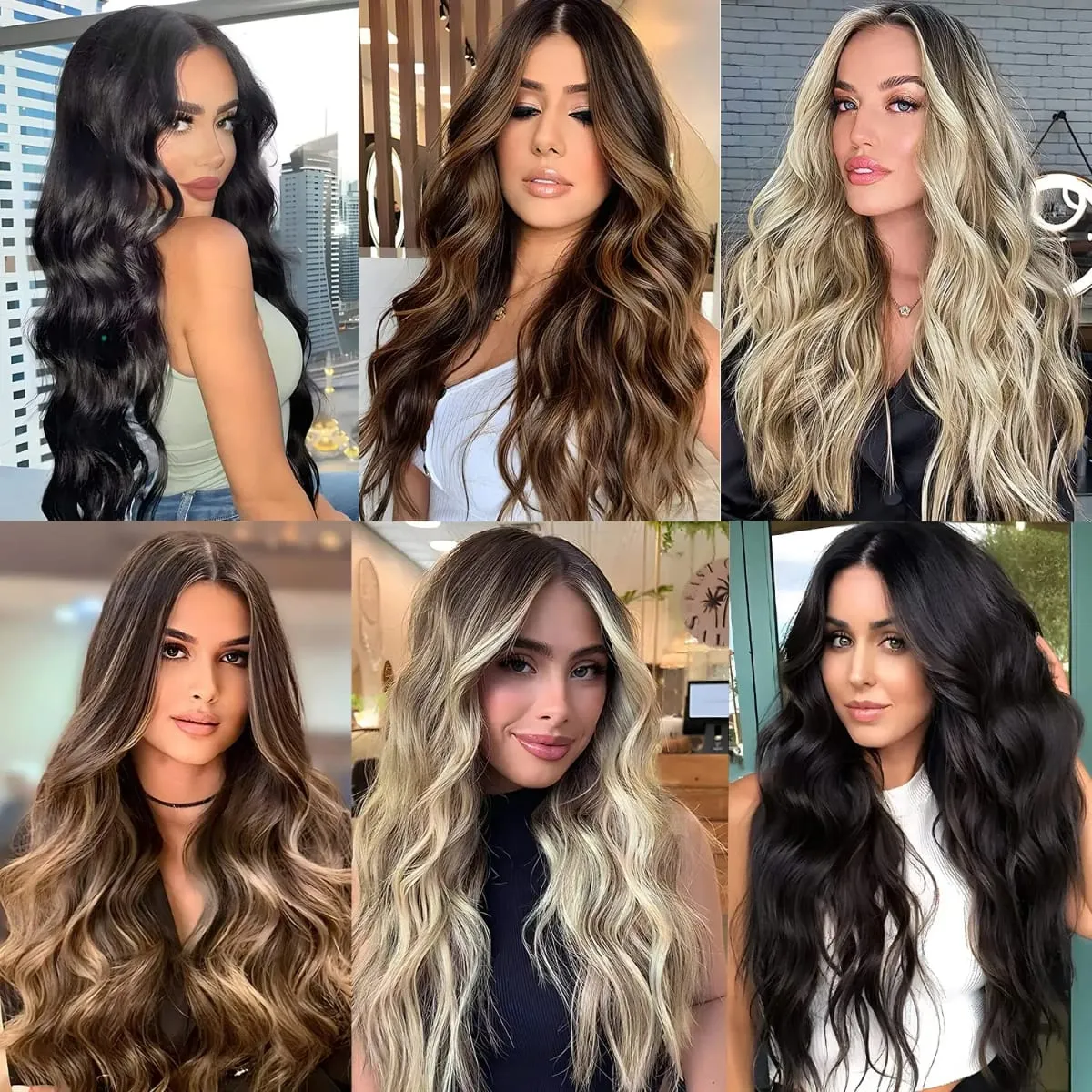 4PCS/Set Clip-in Hair Extensions 20inches Long Water Wavy Synthetic Hair Extensions Thick Hairpieces Fake Hair for Women Girls