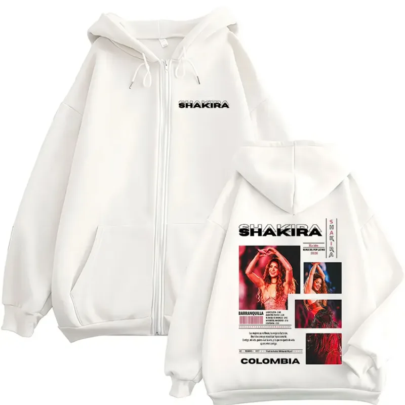 Shakira Las Mujeres Ya No Lloran Tour 2026 Zipper Hoodies Men Women Clothing Casual Long Sleeve Zip Up Sweatshirts Jackets Coat
