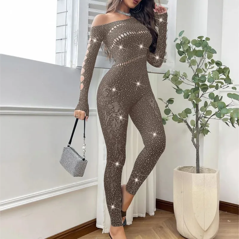 2025 conjunto de sutiã bordado de renda feminina sexy malha strass macacão manga longa ver através sexy lingerie bustier para mulher
