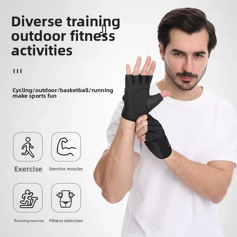 2PCS Gym Gloves Weightlifting Workout Dumbbell Crossfit Bodybuilding Accessorie Breathable Fitness Gloves Silicone Palm Hollow