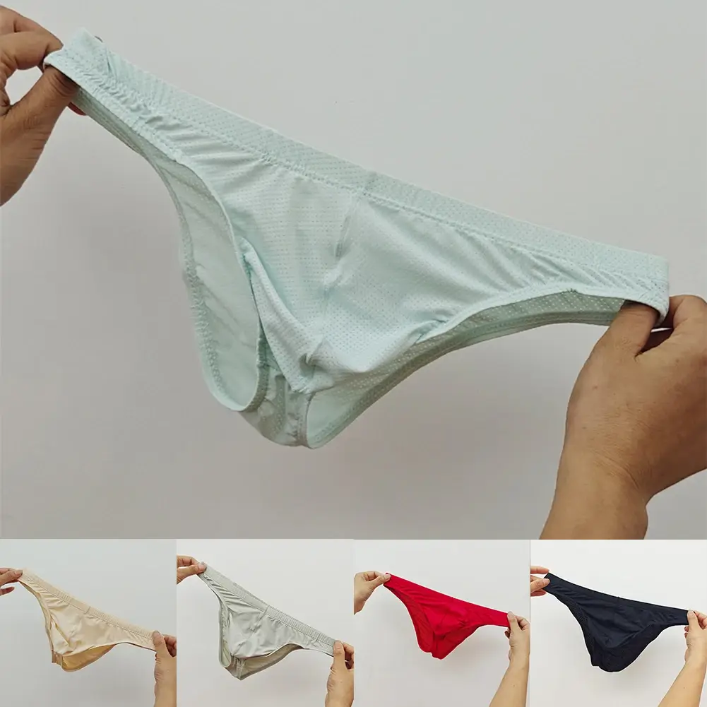 Sexy Skin Color Men Low Waist Mesh Breathable Jockstrap Pouch Half Hip Underwear Briefs Daily Fashion Panties