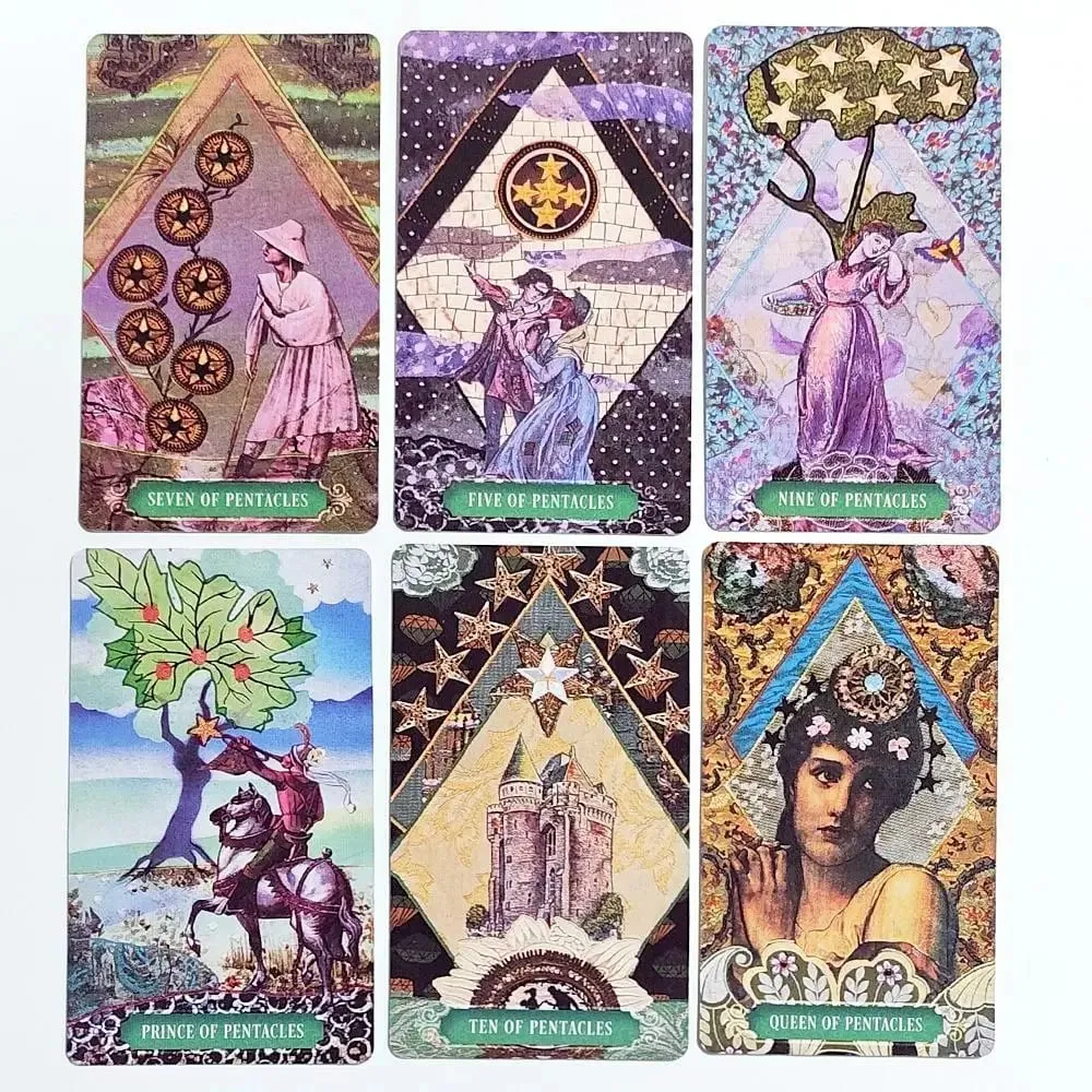Double-embossed The Zerner-Farber Tarot Deck 78 Pcs Collage Art Tarot Cards 10.5*6cm Spiritual Divination Tool in Rigid Box