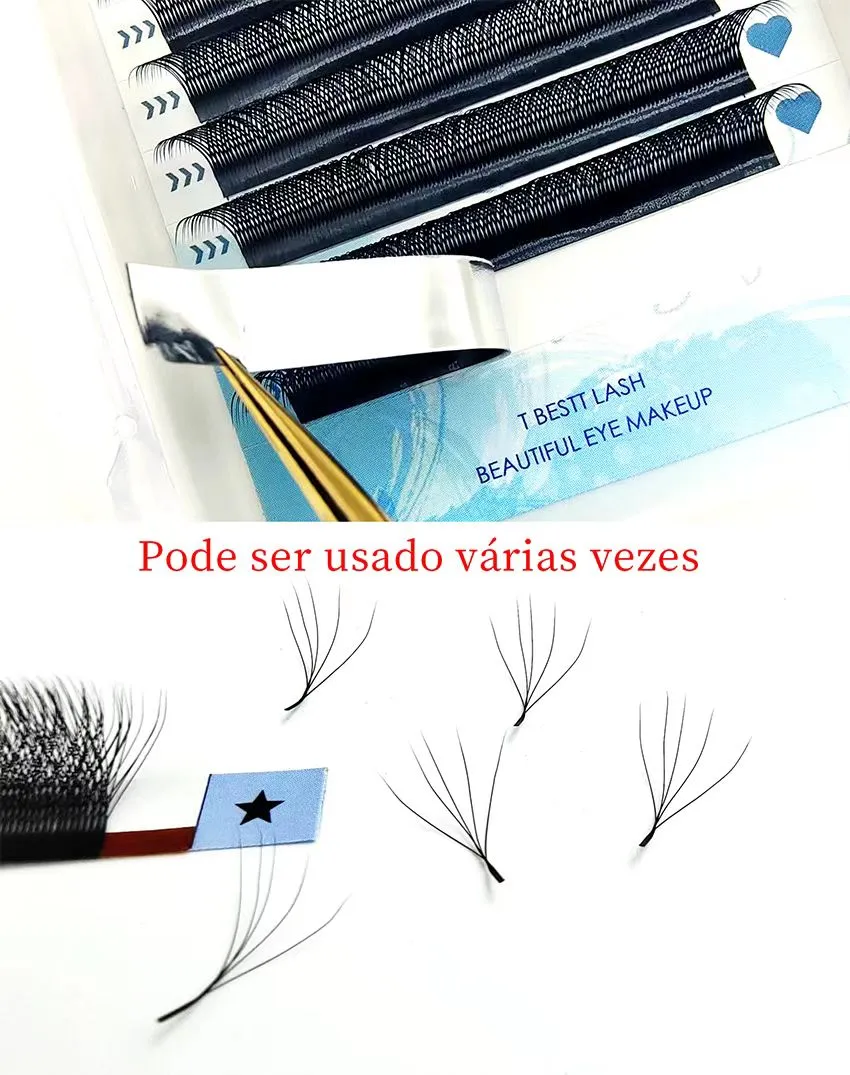 Tbestt extensão de cílios em forma de 5D-W, fãs de volume pré-fabricados, estilo W, cílios postiços de vison macios e fáceis de ventilar