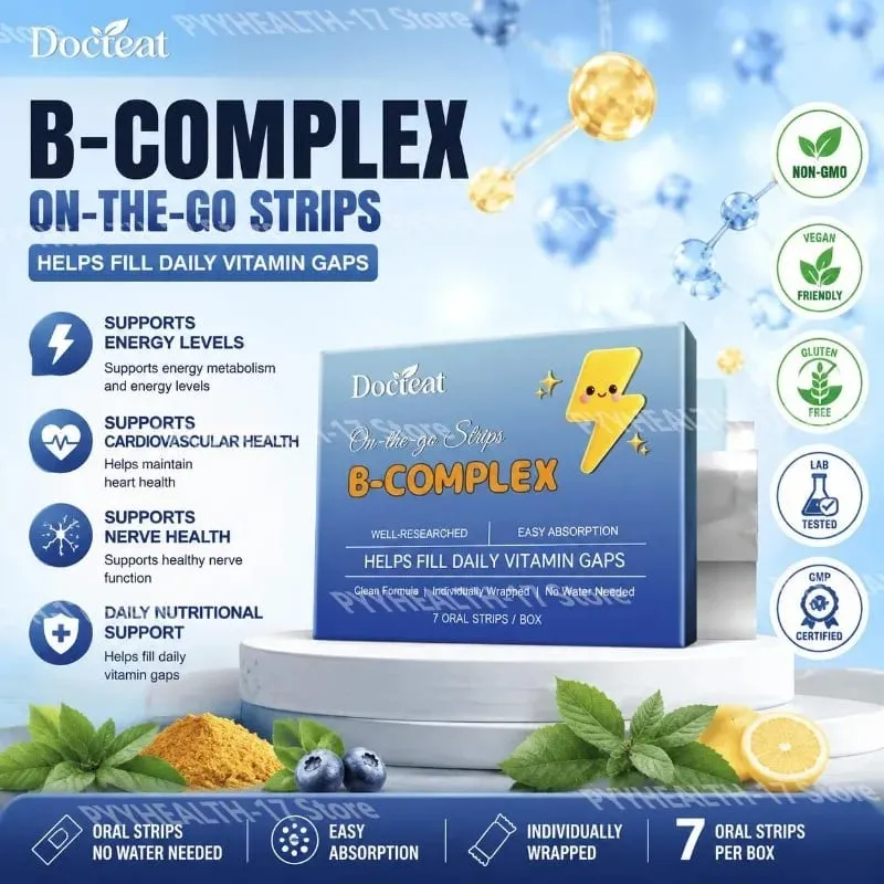 Docteat B-Complex Oral Dissolving Strips Supports Energy Metabolism and Nerve Health Helps Fill Daily Vitamin Gaps 7 Strips
