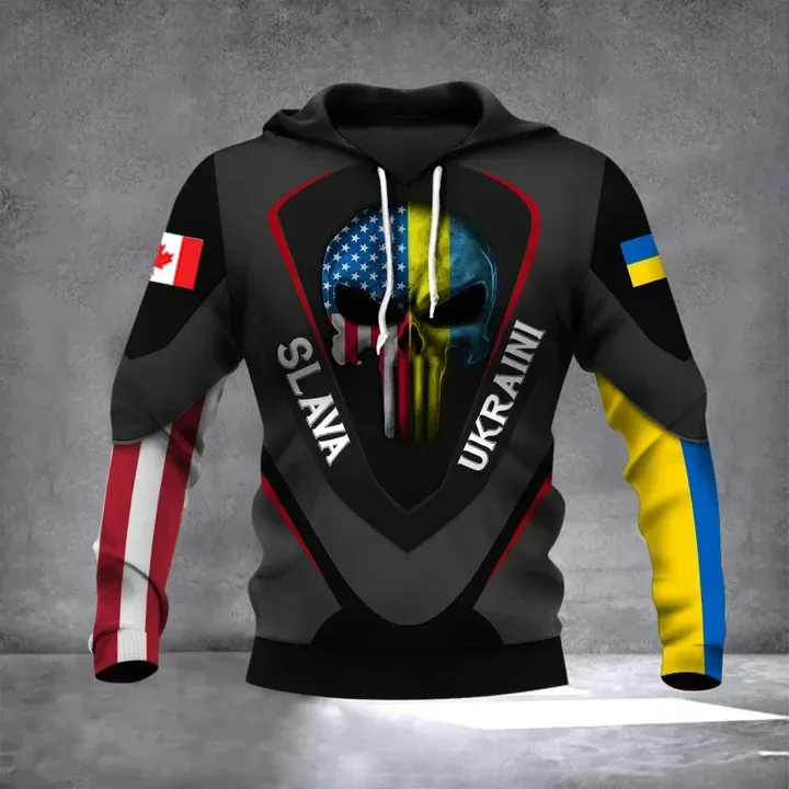 New Ukrainian national emblem Canada Flag Camo printed hoodies 3D Men Women casual pullover military hooded Sweatshirt clothing