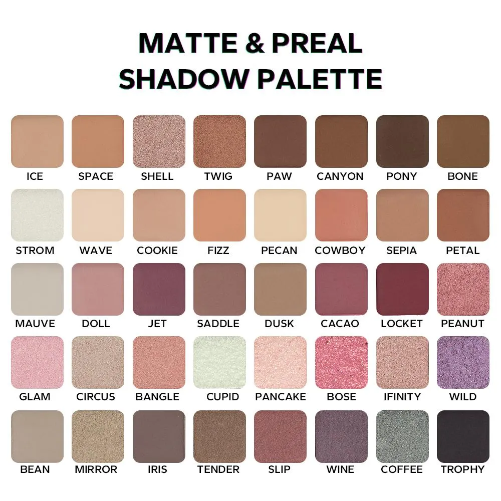 Neutral Vibes Matte 40 Colors Highlight Shimmer Eye Shadow Cosmetics Palette Glitter Eyeshadow
