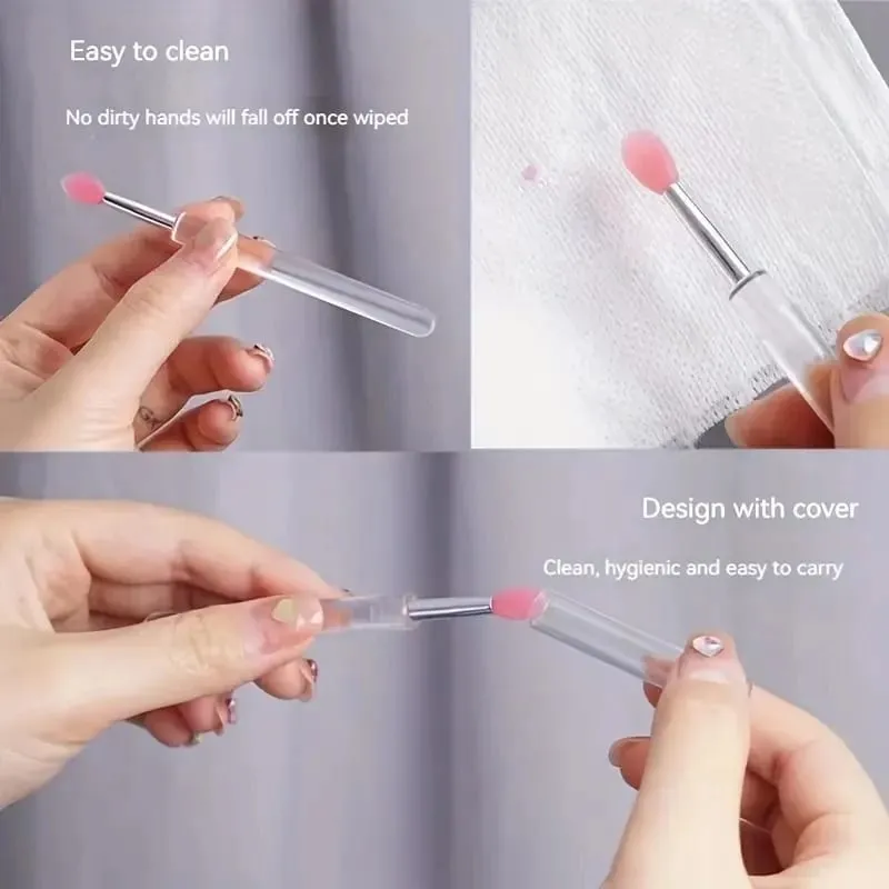 12pcs Silicone Lip Makeup Brushes with Dustproof Cover Lipstick Applicator Suitable for Lip Gloss Eyeshadow Makeup Tools