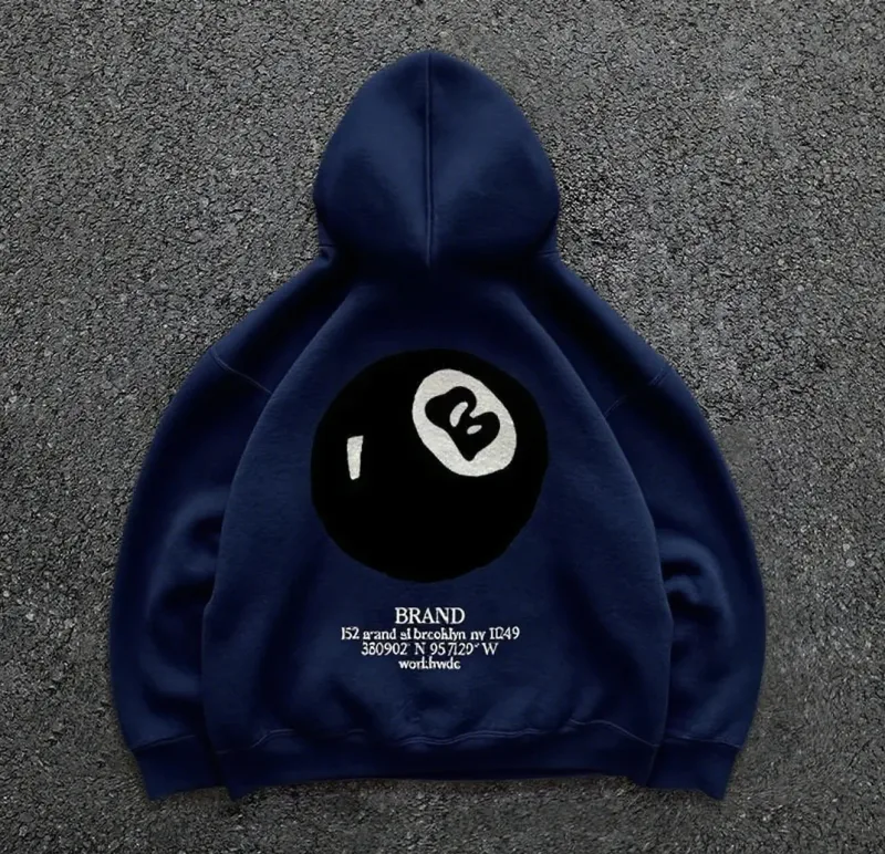 New billiard print street autumn and winter warm hooded sportswear soft casual top high-quality comfortable clothing