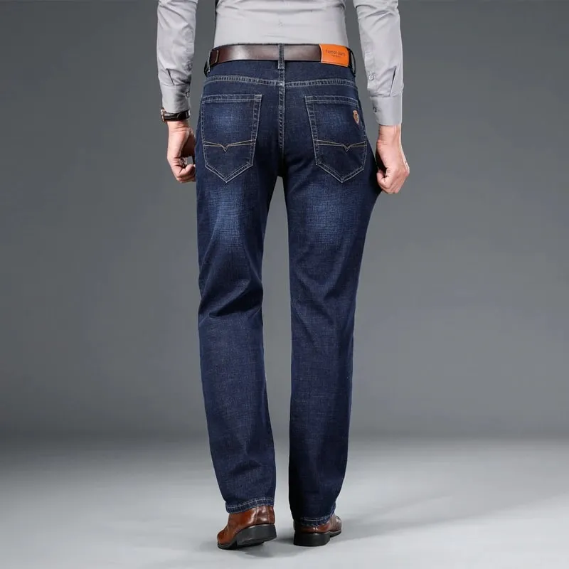 BAO 2026 automne printemps ajusté droit stretch denim jean style classique badge jeunes hommes d'affaires jeans décontractés pantalon