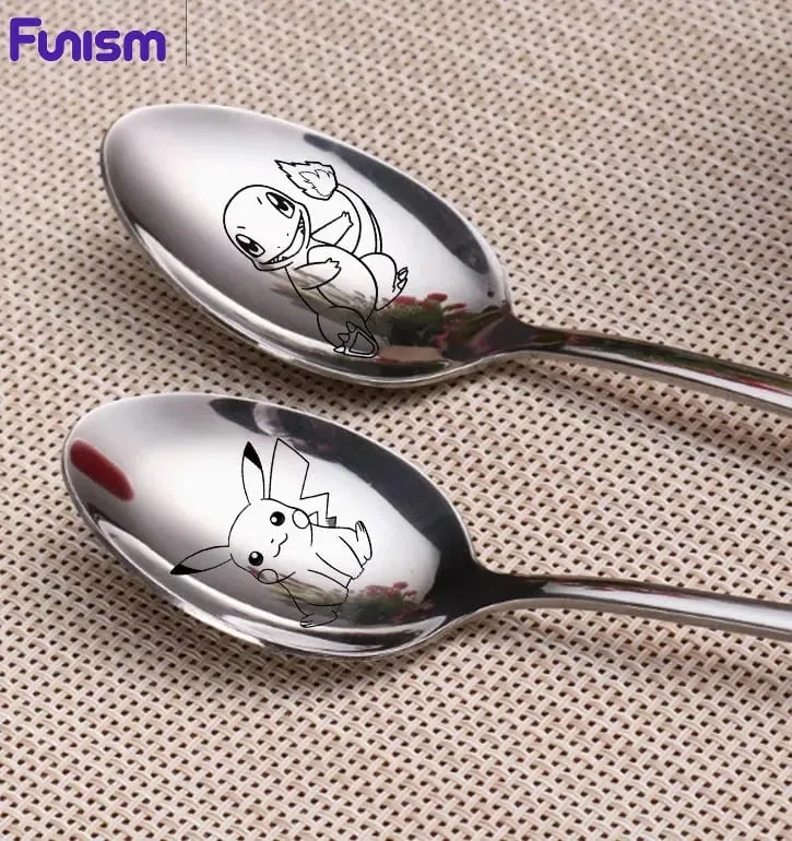 FUNISMPokemon Pikachu Children Spoon Cute Baby Soup Stainless Steel Ladle Home Food for Tableware Spoon Birthday Gifts