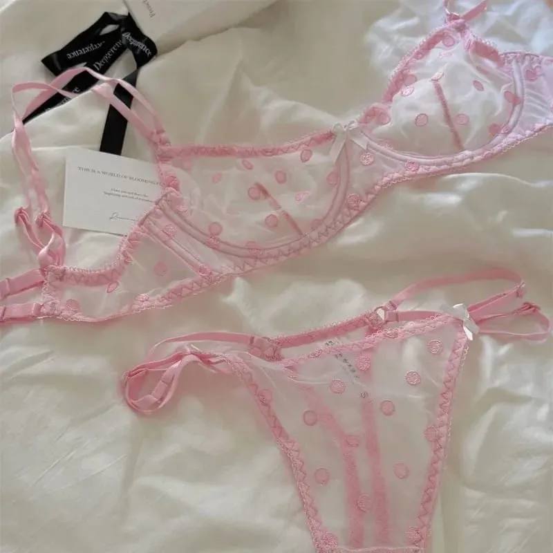 Panty Bra Set Francesa Mesh Ultra-Fino Push Up Minimizador para Seios Grandes Anti-Queda Plus Size Conjunto Sexy BANERDANNI S-XL