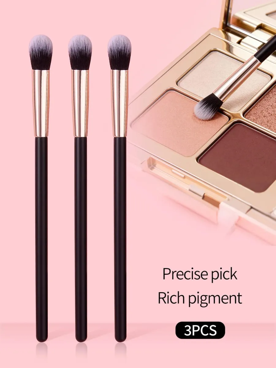 3Pcs Professional Eye Makeup Brushes Set Soft Synthetic Fiber Eyeshadow Blending Brush Small Detail Beauty Cosmetic Tools