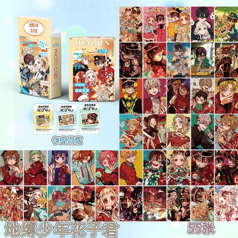 55Pcs Toilet-Bound Hanako-kun Photo Cards Hanako Yashiro Nene HD Double-sided Print Mini Postcards Fans Collection Gift