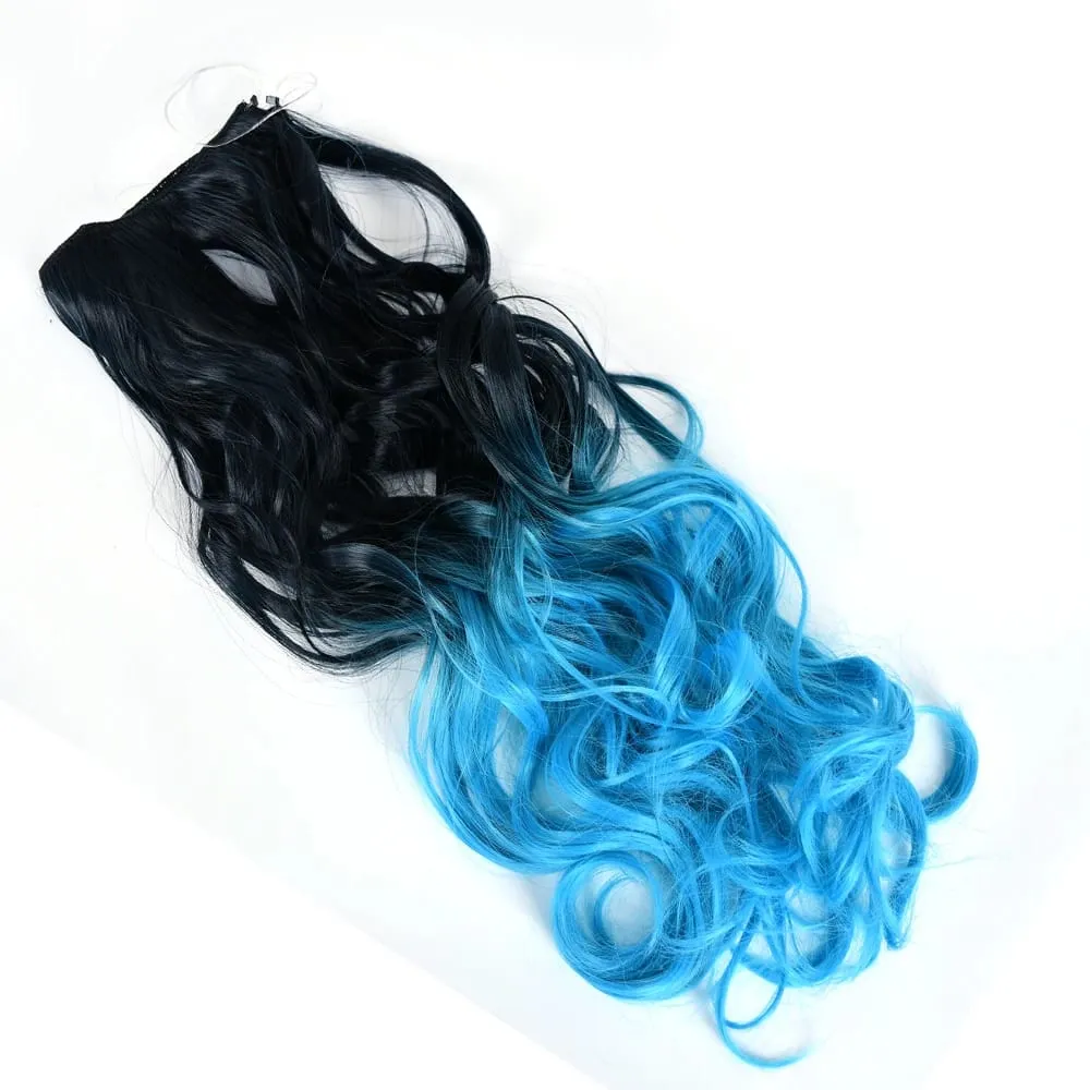 Synthetic One piece Hair Extensions No Clip No Glue Invisible 24inch Long Straight Wave Heat Resistant String Hairpiece