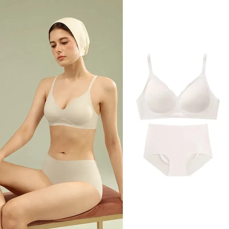 Sady podprsenky pro ženy Sexy dvoudílné spodní prádlo Push Up Bezešvé Bezdrátové Hladké Prodyšné Souprava podprsenky a Kalhotky MX225+N176