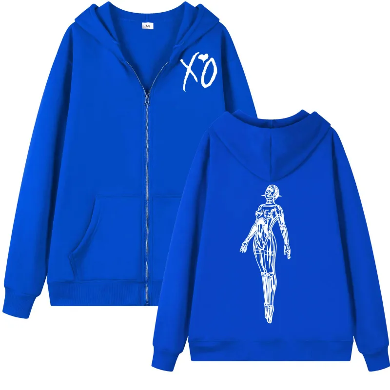 Rapper The Weeknd Zipper Hoodie Fashion Hip Hop Zip Up Jacket Pullovers Men Women Casual Fleece Hooded Sweatshirts Streetwear