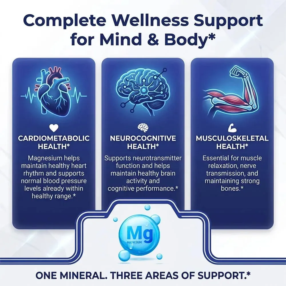 High Absorption Magnesium Glycinate Capsules – Dietary Supplement for Calm Support & Sleep for Adults
