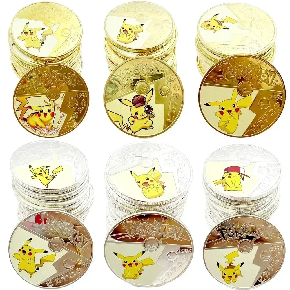 Pokemon Đồng Tiền Vàng Pikachu Anime Đồng Tiền Kỷ Niệm Charizard Vàng Kim Loại Tròn Đồng Xu Đồ Chơi
