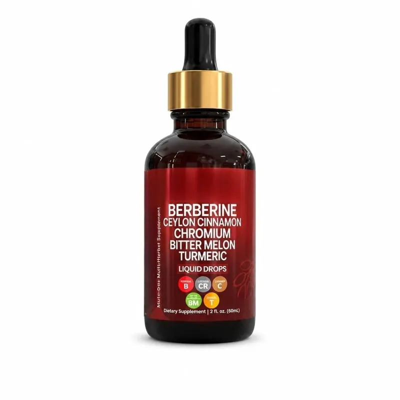 Berberine Liquid Drops Ceylon Cinnamon Chromium Bitter Melon & Turmeric Extract Multi-Ingredient Metabolic Support 60 ML