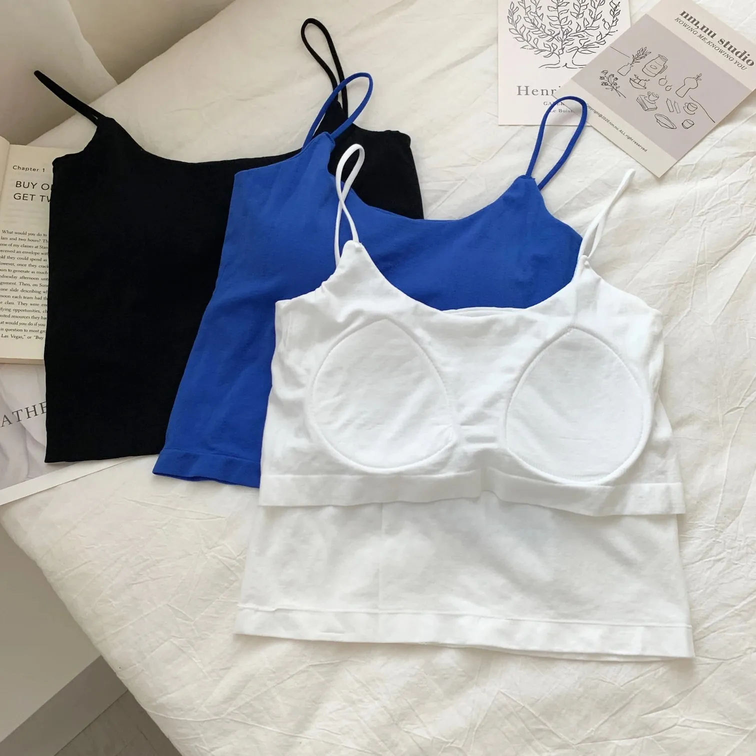 Zjaiss 2026 Summer Pure Desire Sexy Camisole Top Adjustable Spaghetti Strap Crop Top Women's Solid Color Y2K Tank Top