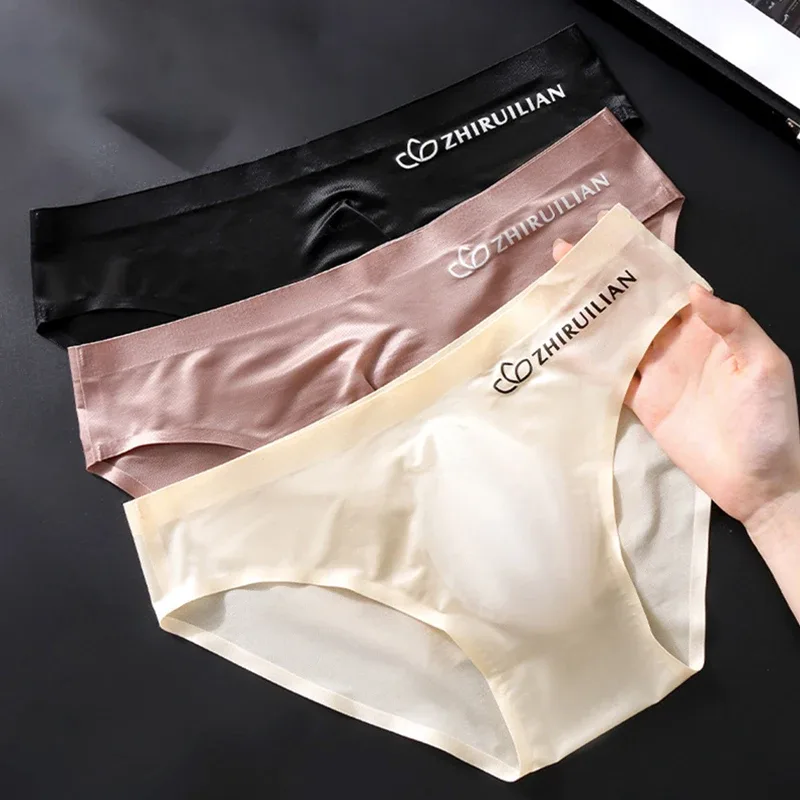 Men Ice Silk Briefs Ultra-thin Seamless Sexy Panties Male Quick Drying 3D Pouch Breathable Underwear Youth Underpants Slip Homme