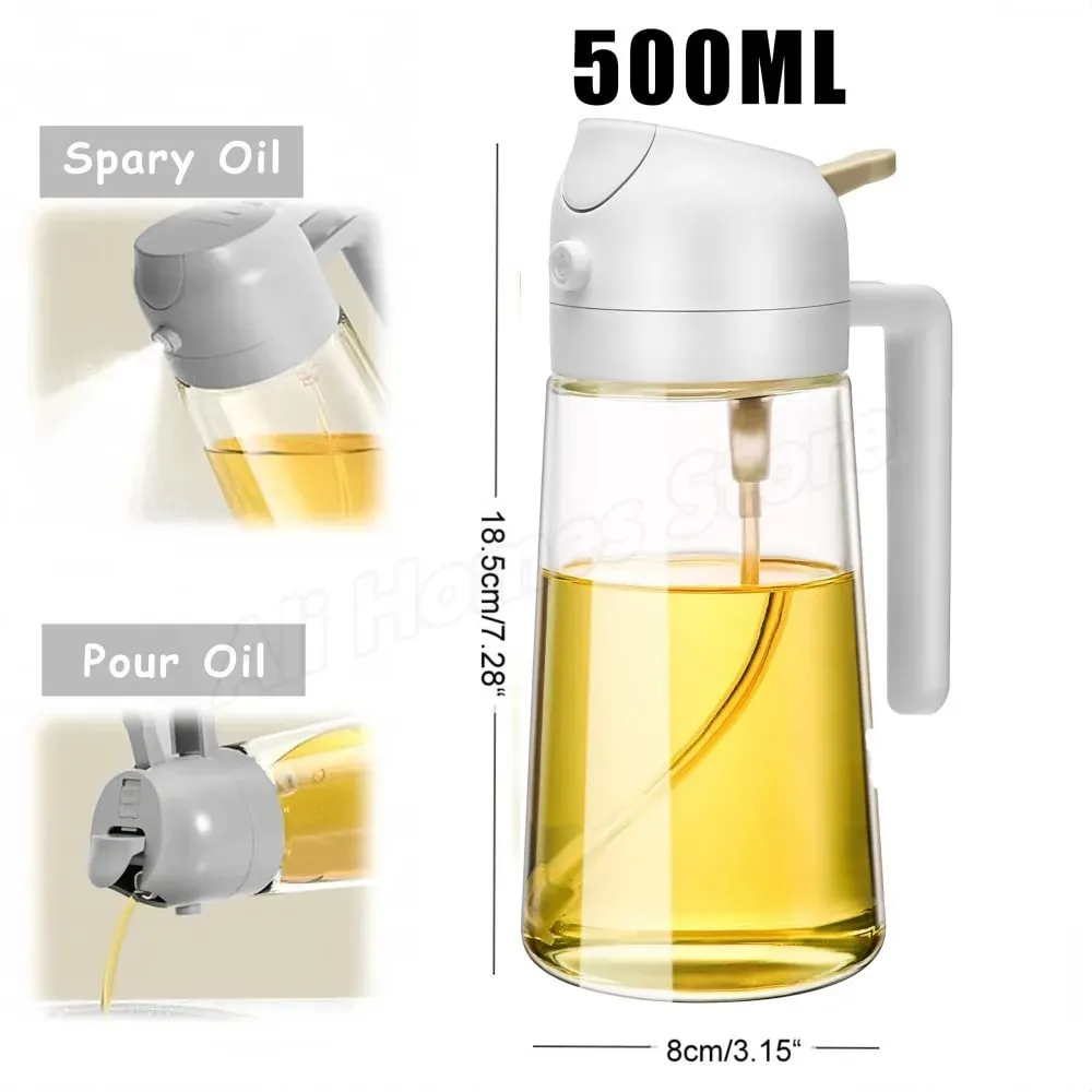 500ml 2-em-1 duplo uso plástico azeite pulverizador dispensador spray despeje garrafa vinagre senhor fritadeira de ar churrasco salada ferramentas de cozinha
