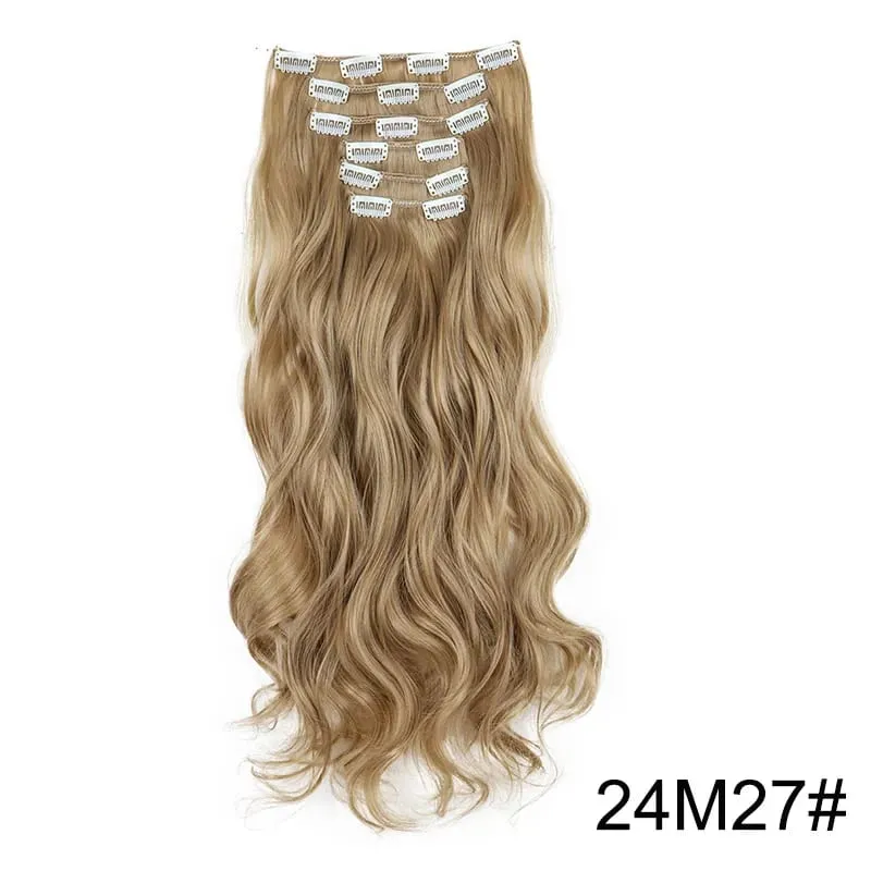 22Inch Synthetic 6pcs/set Long Curly Hair Extension Thick Soft Hairpiece for Short Hairline Coverage for Women Daily Use