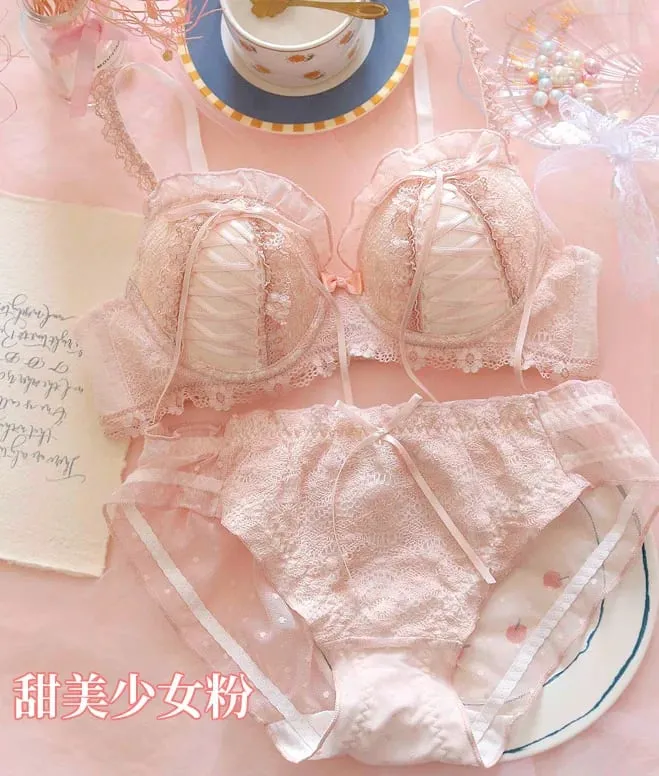 Japansk sød ren vind blonde undertøj kvindelig lille bryst samling anti-sag ny pige Lolita bh sæt