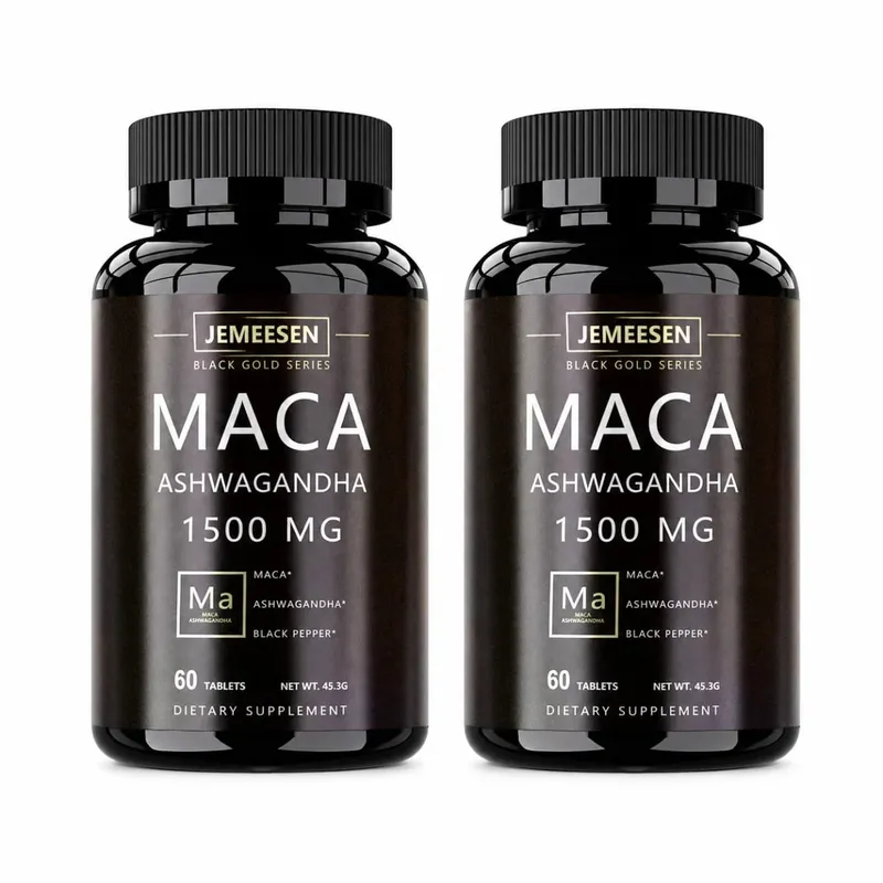 Organic Maca gyökérpor kapszula 1500 mg Maca gyökér kivonatot tartalmazó ashwagandha feketebors-kiegészítő férfiaknak