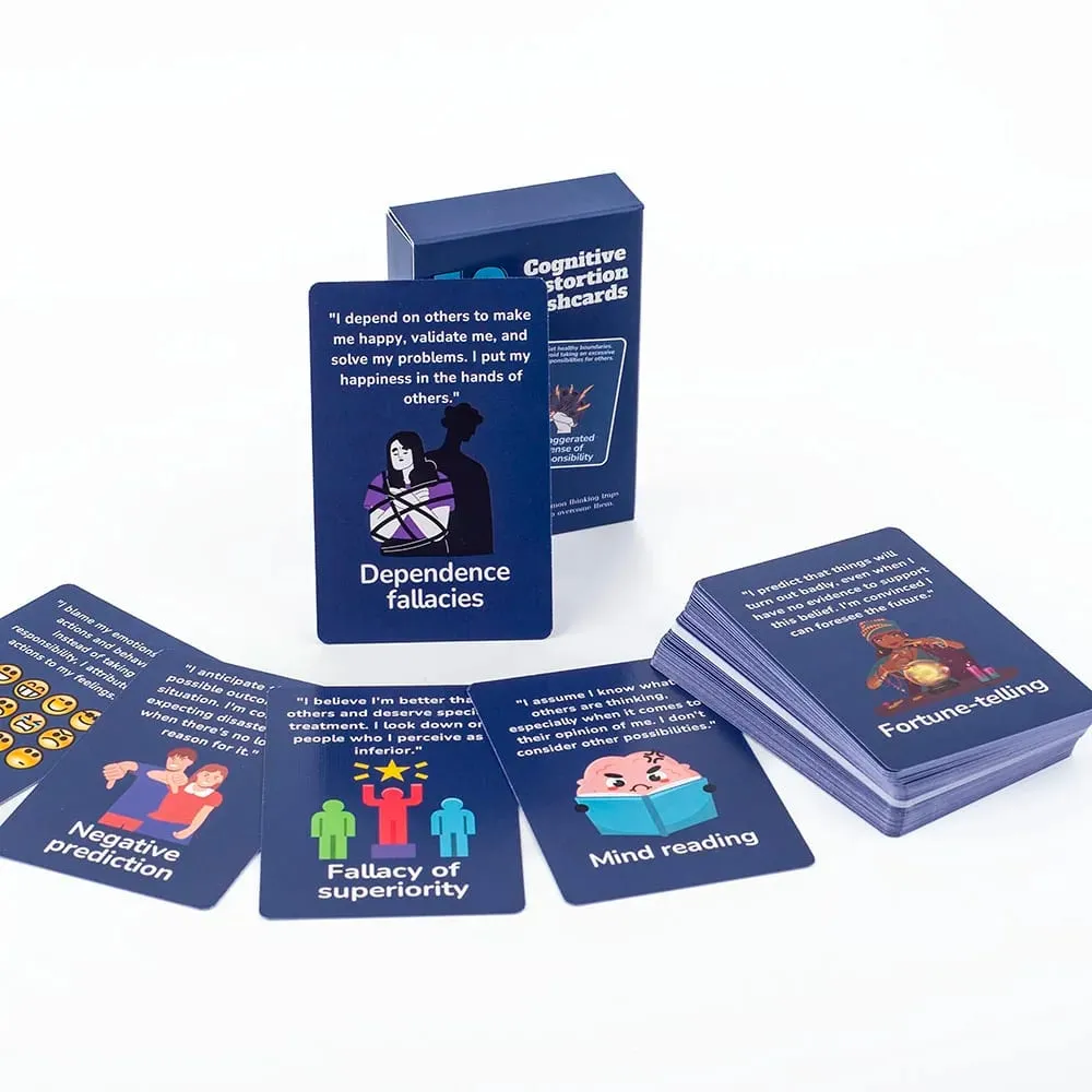 50pcs Mental Wellness Flashcards Game Cognitive Distortion Thinking Traps Coping Skills Emotional Regulation Board Game