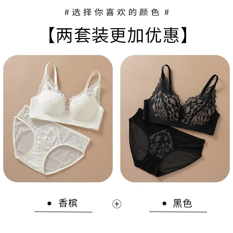 Japanese Sexy Spitze Büstenhalter ohne Bügel Push Up für kleine Brust Seitlich glättend Anti-Sagging Neu Bestseller MOYISU B