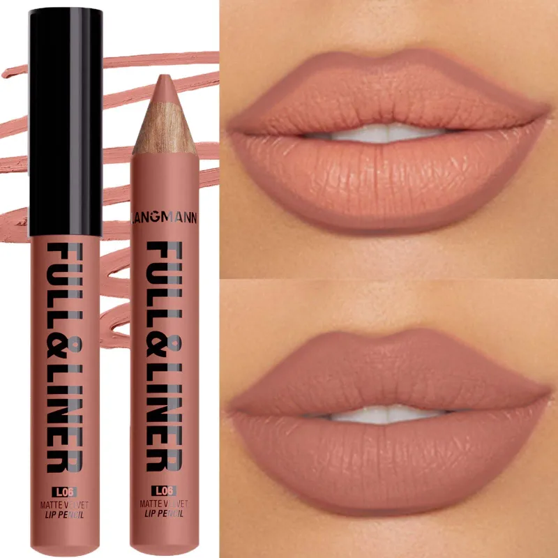 Vandtæt mat lipliner blyant Brun konturfarvet læbestift pen Langtidsholdbar 12 farve træ læbe liner blyant fuldlæbe makeup — image 10
