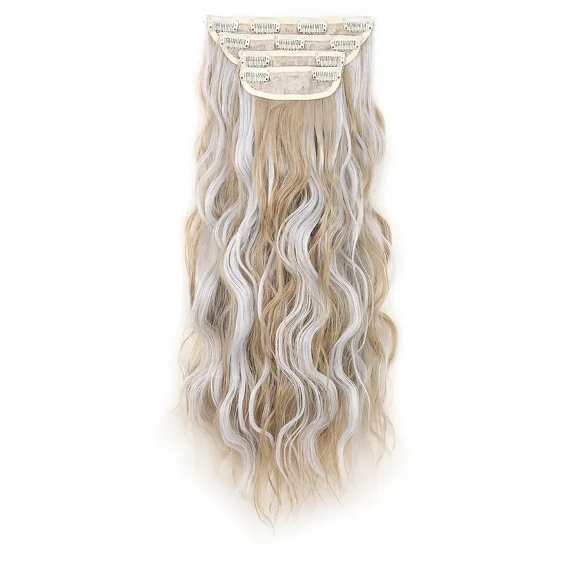 4Pcs/Set 16/20/24 Inch Synthetic Hair Clip In Long Wavy Thick Double Weft Hair Extensions Hairpieces For Women — image 17