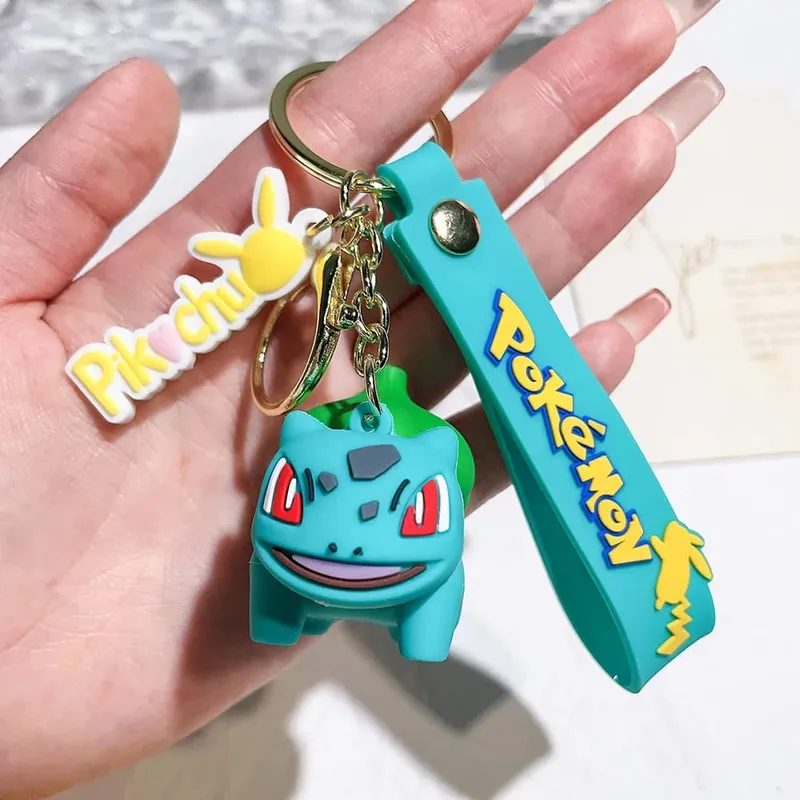 40 Style Wholesale Anime Pokémon Pikachu Eveen Keychain Cartoon Cute Charizard Keyring Student Backpack Car Key Chain Toys Gifts