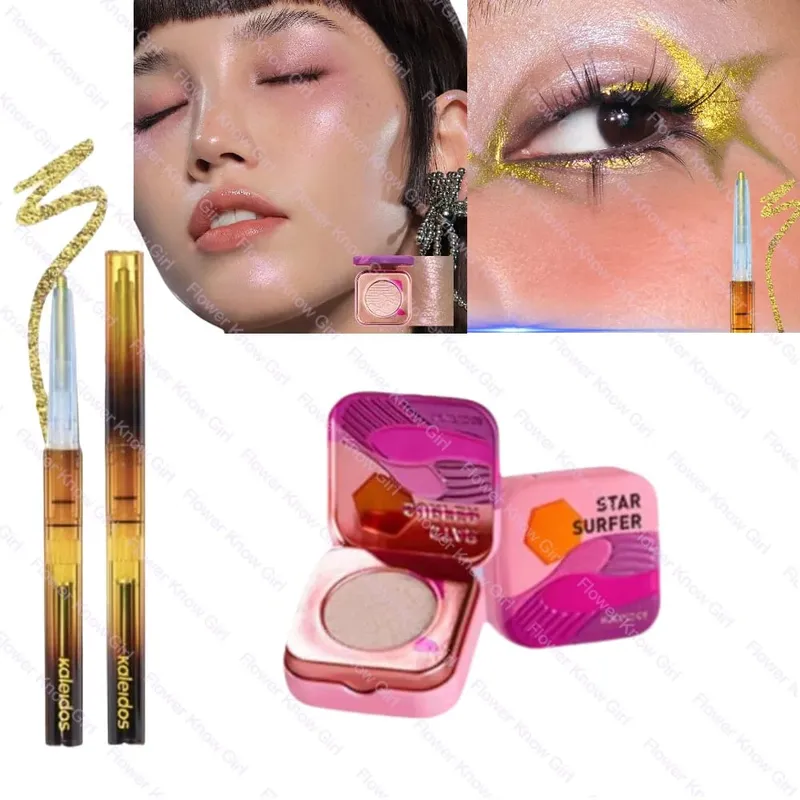 Kaleidos Chameleon Face Eye Makeup Set Gel Eyeliner Pencil Chameleon Eyeshadow Highlighter Chrome Glitter Diamond Powder