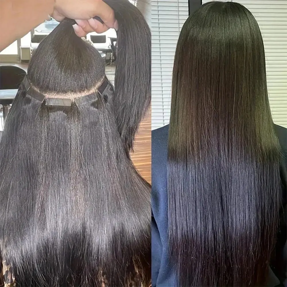 Straight Tape In Hair Extensions Natural Black 26 Inch Adhesive Invisible Brazilian Remy 100% Human Hair Tape Ins 50G/20Pcs/Pack