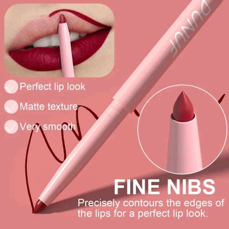 6Pcs Velvet Matte Lip Liner Pencil Set High Pigment Smooth Silky Texture Easy to Color & Define Lip Contours Daily Lip Makeup