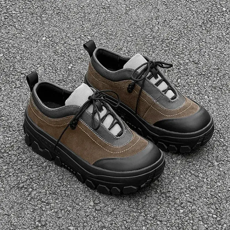 Lelaki Retro Outdoor Hiking Sole Chunky Sneakers Tinggi Meningkatkan Kasut Sukan Bertali Kasual Hangat untuk Mem's Fall Shoes